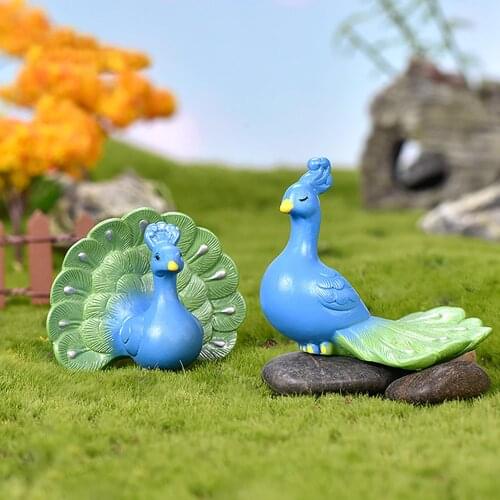 Simulation Peacock Micro Landscape DIY Bonsai Animal Ornaments Resin Crafts