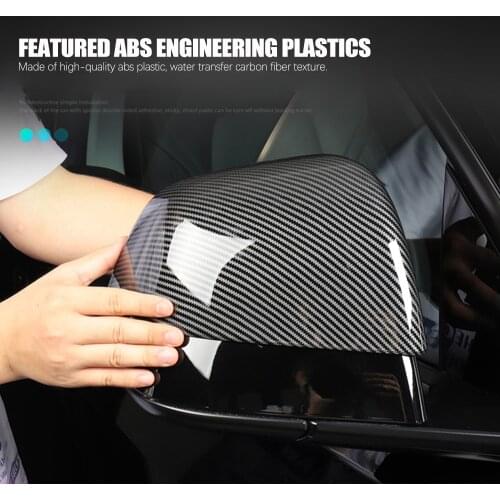 Car Rearview Mirror Conversion Cover For Tesla Model 3 ABS Carbon Fiber Black Protection 2pcs/Set Exterior Modification Accessor