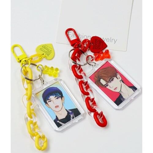 Korean ID Photo Protect Case Cute Sweet Super Star Phone Protector Bag Keychain Car Keys Keyring Chain Pendant Decor Couple Gift