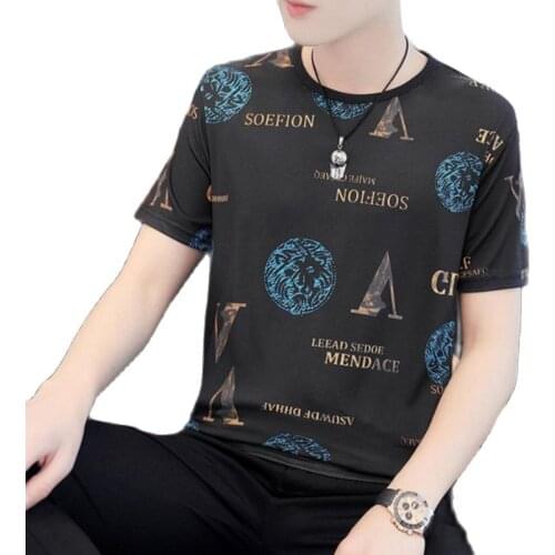 Summer T-Shirts Men Short Sleeve Tees O-Neck Lce Silk Summer Solid Color T-Shirt Large Size 7XL 8XL Breathable Slim Fit T-Shirt