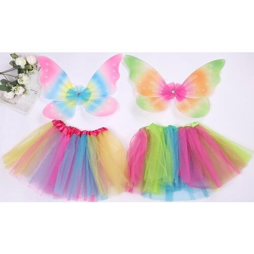 Fashion New Girl Child Angel Wing Double Net Yarn Dress Butterfly Princess Fancy Dress Party Costume Makeup Costume Props
