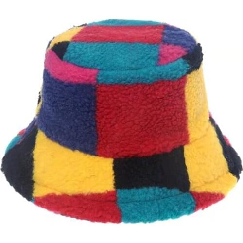 New Women Winter Hat Solid Artificial Fur Warm Female Cap Faux Fur Bucket Hats For Women Outdoor Sunscreen Hat Panama Lady Caps