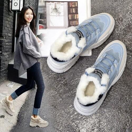 2021 New Warm Winter Sneakers Womens Platform Dad Shoes Casual Women Running Shoes Plush Chunky Sneaker for Woman Trend Shoe