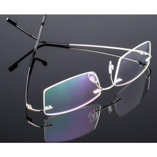 Anti Blue Light Folding Rimless Eyeglasses Optical Glasses Man Square stainless steel Lightweight Memory Titanium Spectacle
