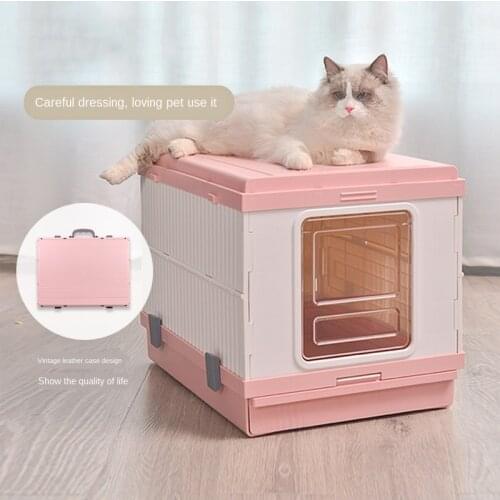 Fully Enclosed Cat Litter Box Large Anti-spatter Drawer Foldable Portable Cat Toilet Deodorization Extra Large Oversized Cat