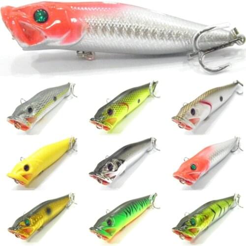 WLure 9cm 12g Red Mouth Painting Popper Topwater Hard Lure with Loud Rattling Sound and High Splash Water Fishing Lures T604