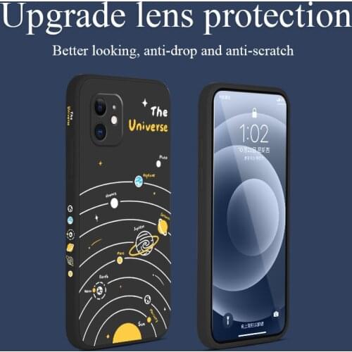 Simple Galaxy Phone Case For iPhone 12 Pro Max 11 X XS XR XSMAX SE2020 8 8Plus 7 7Plus 6 6S Plus Liquid Silicone Cover