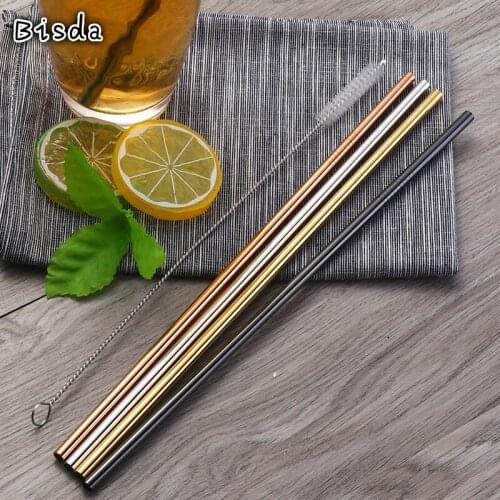 Wholesale 150 Pcs 6mm Straight Drinking Straws With 30 Cleaner Brush Free DHL Shipping Reusable Stainless Steel Bar Accessories