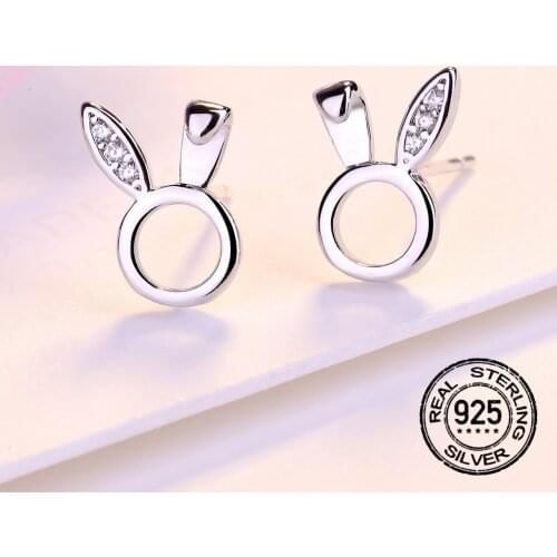 Stud Earrings Rabbit Diamond Zircon For Women 925 Silver Needle Sweet Korean Fashion New Trendy Hot Lady Jewelry Gift INEFFA