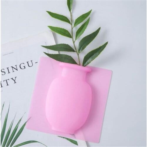 Silicone Sticky Vase Easy Removable Wall & Fridge Magic Flower Plant Vases DIY Home Decoration Wall hanging Bouquet Storage