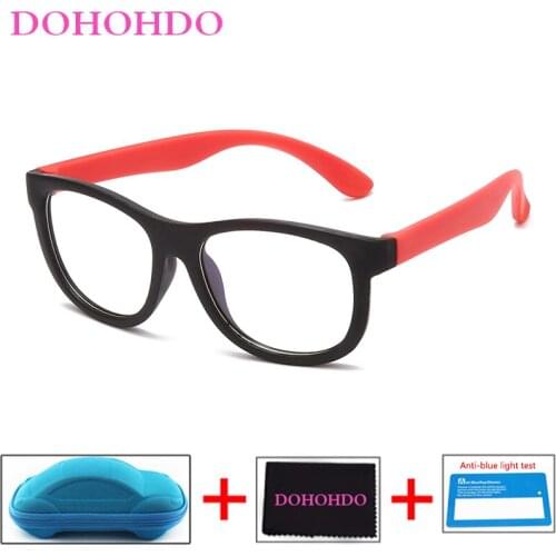 Blue Light Glasses Children Blocking Computer Eyeglasses 2020 Kids Girls Transparent Soft Silicone Frame UV400 Okulary With Case