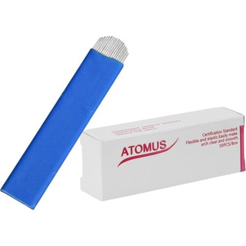 Tattoo Needles,50PCS 18-U Blade Needles For Manual Pen Pigment Use Eyebrow Tattoo Permanent Makeup Product