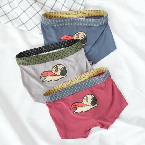 3 Pieces Mens Panties Summer Mens Boxer Shorts Print Ice Silk Men Underwear Boxer Breathable Thin Section Underpants New