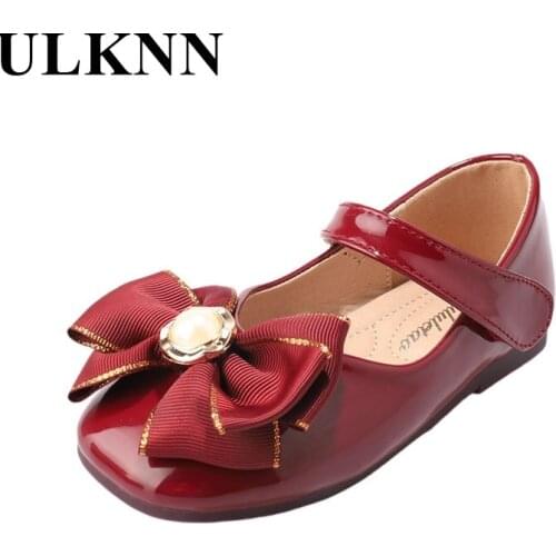 ULKNN 2021 New Bow Footwears For Girls Princess Party Sandal Childrens 24-35 Solid Sandals Summer Spring High Heel Non-slip