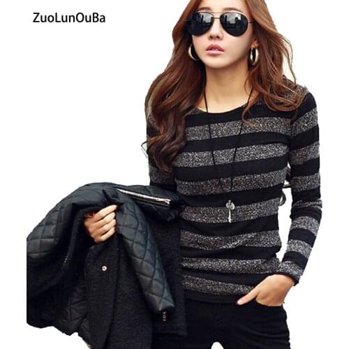 2018 Autumn Fashion Striped Harajuku Knitted Hoodies Women Sweatshirt O-neck Long Sleeve Casual Pullovers Female Slim Clothes
