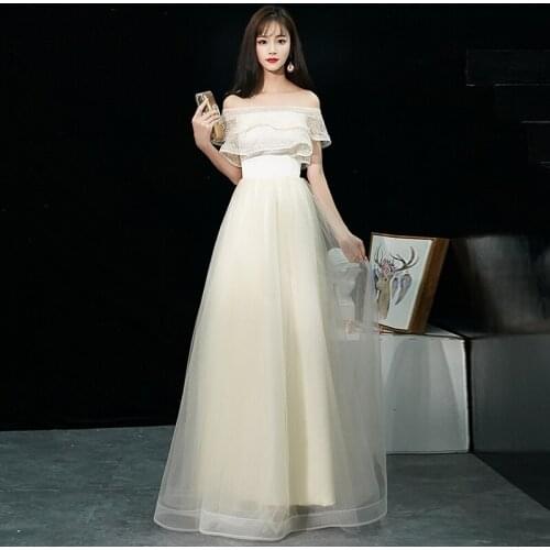 2020 New Evening Dress Long Vintage Prom Dress Off the Shoulder Evening Gown A-Line Banquet Formal Evening Dress Multilevel