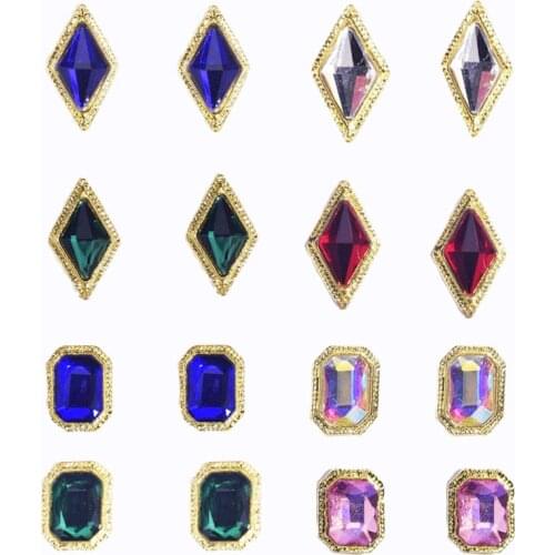 10Pcs/Lot Nail Charms Crystal AB Korean Nail Art Alloy Ongles 3D Nail Art Strass Gems Colorful Nail Salon Charms Manicure JE394