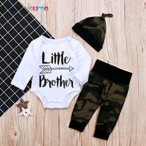 3Piece/Spring Newborn Outfits Baby Boys Clothes Long Sleeve Cotton Letter Bodysuits+Print Pants+Hat Infant Clothing Set BC1110-1