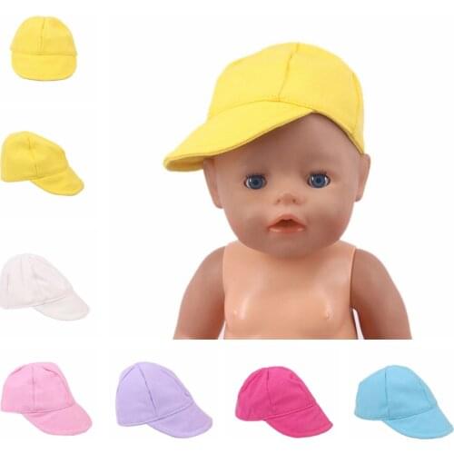 White Pink Yellow Blue Purple Baseball Cap Doll Clothes Accessories For 18 Inch American Doll&43 Cm Born Baby Toys Gift For Girl