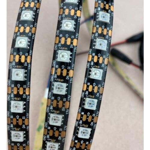 BLACK PCB 72leds/m WS2815 DC12V addressable full color RGB 5050 LED strip;5m/reel;waterproof in silicon coating;IP65