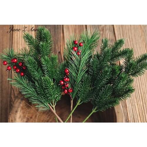 Jane Z Ann 3 Types Christmas Pine Branches Artificial Plants Berry Pine Newborn Photography Prop