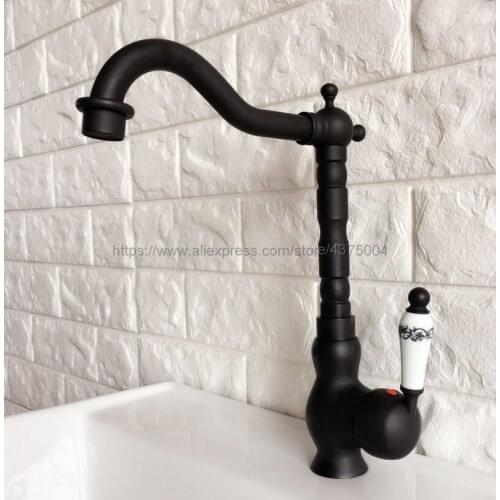 Bathroom Basin Sink Faucet Oil Rubbed Bronze Single Handle Kitchen Tap Faucet Mixer hot and cold water tap Nnf358