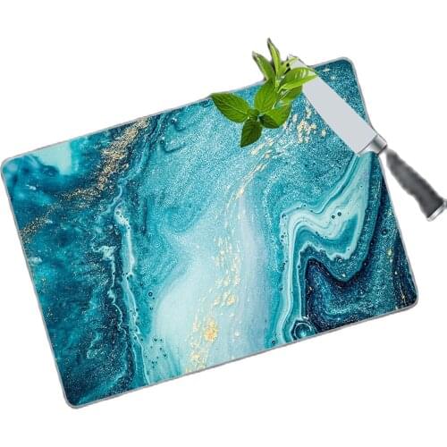 Glass Cutting Board Blue Marble Looking Glass Cutting Board Antibacterial Design Kitchen Turkish Kitchen Supplies Cutting 30x40 cm