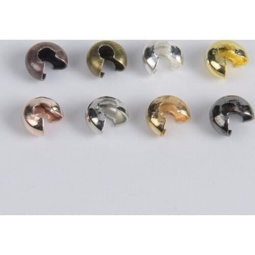 100Pcs/Lot Copper Chain Clip Beads Jewelry Accessories Findings Half-open Crimp End Stopper Spacer Beads For Jewelry Making