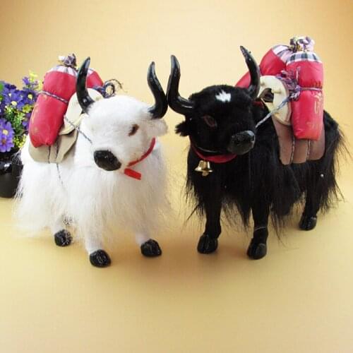 28x25 cm simulation yak model,plastic& fur handicraft, home decoration toy Xmas gift w5848