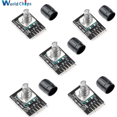 Diymore 5PCS/Lot KY-040 Rotary Encoder Module with 15x16.5 mm Potentiometer Rotary Knob Cap for Arduino