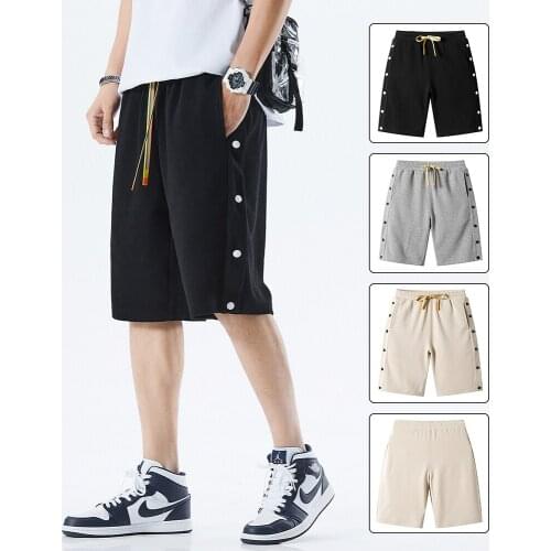 Mens 2021 Summer New Casual Running Cotton Button Shorts Men Sport Jogging Loose Fitness Training Gym Bermudas Beach Shorts Men