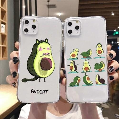 Cartoon Cute Avocado TPU soft Phone Case for iPhone 8 7 6 6S Plus SE2020 XR X XS MAX 11 PRO MAX 12pro 12mini Coque
