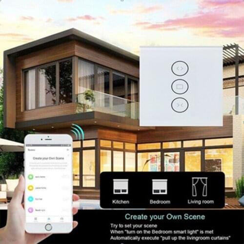 HAOQIYI APP remote control Smart curtain switch WIFI connection European standard tempered glass panel wall sticker switch