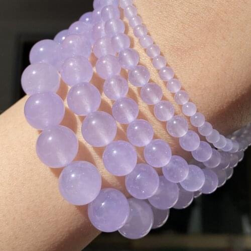Natural Stone Light Purple Jades Round Beads Spacer Loose Beads For Bracelets Jewelry Making Diy Handmade Accessories 4-12mm