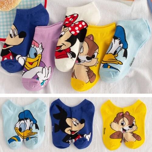 Disney Sock Mickey Minnie Short Woman Kawaii Donald Duck Dasiy Dumbo Cotton Girl Women Ankle Low Female Boat Socks