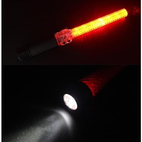 39CM Length Rechargeable Style LED Traffic Warning Red Hard PC Baton With Whistle Emergency Ann Glo-sticks