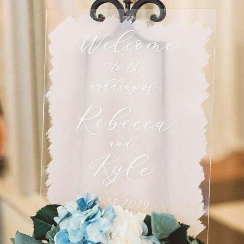 Personalized Wedding Welcome Sign Acrylic Brushed Background Wedding Sign Plexiglass with Alternative Color Wedding Decor