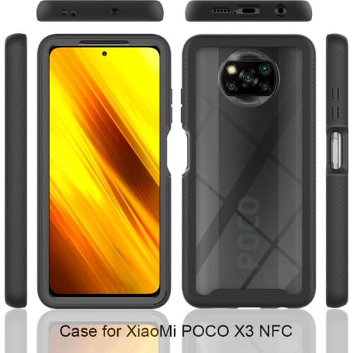 Hybrid Rugged Armor PC + TPU Shockproof Case For Poco X3 NFC X3 Pro Soft Frame Clear Back Cover For Mi Note 10 Lite 9T 10T Pro