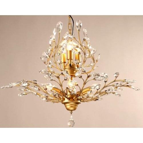 Retro loft American vintage crystal chandelier lustres de cristal home indoor decoration lighting livign room bedroom light