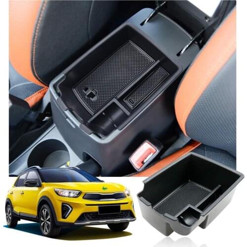 RUIYA Car Armrest Storage Box For Stonic 2018 2019 2020 Central Control Armrest Box Auto Interior Accessories Black
