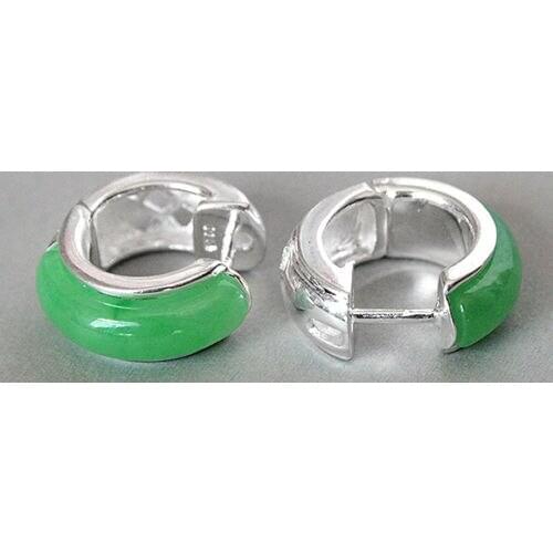 925 Sterling Silver Jewelry Inlay Natural Green original Diameter 18mm Earrings