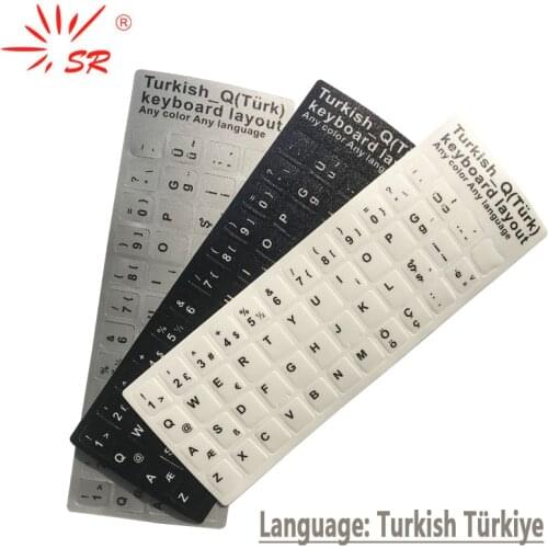 SR Turkish Turkey Q F Scrub 5 Kinds Keyboard Sticker Language Protective Film Layout Button Letters for Laptop Accessories PC