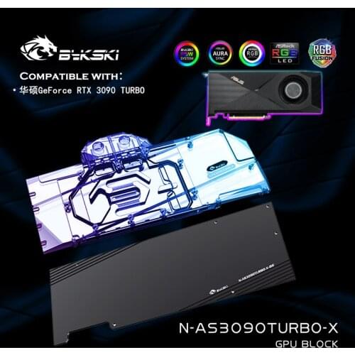 Bykski GPU Water Block For ASUS GeForce RTX3090 TURBO Graphics Card,GPU Radiator,VGA Liquid Cooler N-AS3090TURBO-X