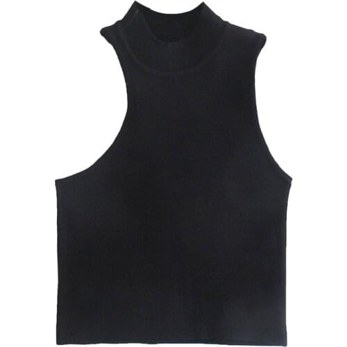 Casual Women O Neck Solid Color Vest 2021 Summer Fashion Ladies High Street Cool Vest Female Asymmetric Knitted Vest Top