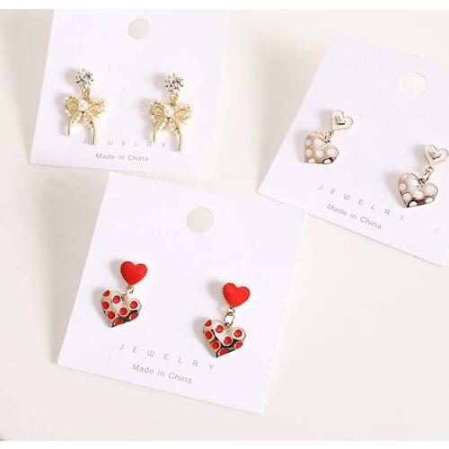 1Pair Sweet Bowknot/Heart Stud Earrings Women Wedding Party Imitation Pearls Club Elegant Statement Earrings Jewelry