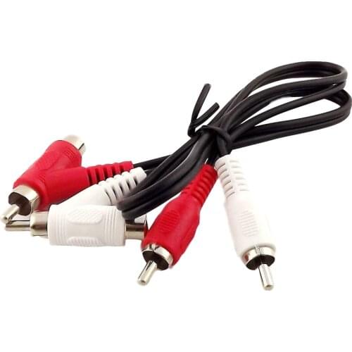 1x RCA Stereo Audio Piggyback Cable 2 x RCA Phono Male to 2x RCA Male and Female Piggyback Cord 1.5FT/5FT