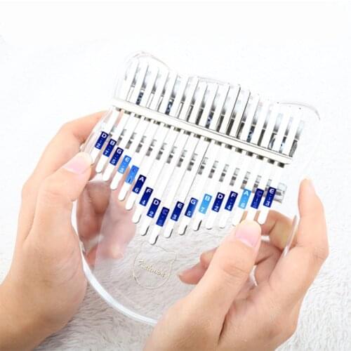 17 Key Kalimba Thumb Piano Transparent Acrylic Kit Stickers Tuner Hammer Musical Instrument Finger Piano For Kid Gift