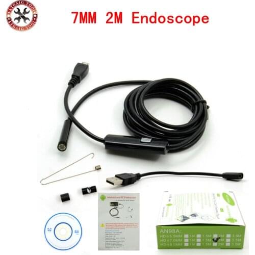 2M 7mm High Quality Side Mirror +Hook + Magnet Set USB Endoscope Waterproof 6LED Inspection Camera Endoscope For Android PC