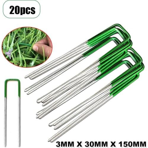 20Pcs/Set Artificial Grass Turf U Pins Fastening Lawn Tent Pegs Staple Outdoor Heavy Duty Gardening Accessories