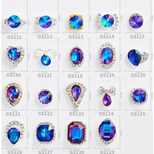 20pcs High Quality New Shiny Gemstone Blue Diamond Nail Alloy Decorative Rhinestone Accessories 3D Charm DIY Nail Supplies